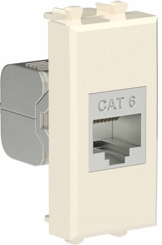 Розетка компьютерная экранированная модульная DKC Avanti 1-м. 1 мод. RJ45 6е ванильная дымка картинка